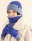Fashion [purple + Gray] Three-piece Suit For Double-sided Wear Acrylic Knit Labeled Scarf Hat Gloves Three Piece Set
