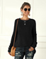 Fashion Black Blend Corded Long-sleeve Knitted Pullover Sweater