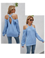 Fashion Blue Off-the-shoulder Knitted Long-sleeve Sweater