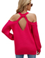 Fashion Rose Red Off-the-shoulder Knitted Long-sleeve Sweater