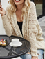 Fashion Creamy-white Solid Color Doll Sleeve Knit Cardigan Jacket