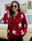 Fashion Black Five-star Jacquard Pullover Knit V-neck Sweater