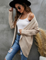 Fashion Light Brown Lapel Knit Cardigan Jacket