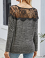 Fashion Dark Grey Lace Patchwork Knitted Bottoming Shirt