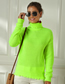 Fashion Fluorescent Green Blend Knitted Turtleneck Bottoming Sweater