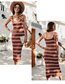Fashion Brown And White Stripes Striped Sleeveless Knitted Bottoming Skirt