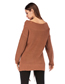 Fashion Camel Blended Drawstring Knitted One-shoulder Sweater