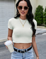 Fashion Light Green Polyester Knit Crew Neck Pullover Short Sleeves