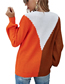 Fashion Orange Acrylic Contrast Knit Long Sleeve Crewneck Pullover Sweater