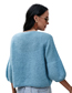 Fashion Blue Polyester Knit V-neck Button-down Cardigan