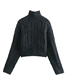 Fashion Black Weaving Twist Turtleneck Sweater Top