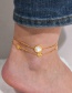 Fashion Gold Titanium Steel Double Chain Shell Clover Anklet
