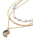 Fashion Gold Pearl Love Eye Beaded Geometric Snake Bone Chain Multilayer Necklace