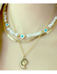 Fashion Gold Pearl Love Eye Beaded Geometric Snake Bone Chain Multilayer Necklace