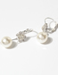 Fashion Silver Metal Diamond Geometric Flower Pearl Drop Earrings