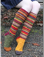 Fashion Left And Right Feet Blend Color Strip Socks