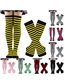 Fashion Hands + Feet/pink Bars Polyester Cotton Knit Striped Open Toe Arm Socks Set