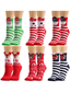 Fashion 1 Old Man/green Stripe Cartoon Christmas Striped Socks