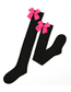 Fashion Black 12-light Pink Knot Polyester Knit Bow Tall Socks