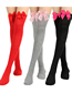Fashion Light Grey 3-red Knot Polyester Knit Bow Tall Socks