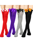 Fashion Purple 49 - White Knot Polyester Knit Bow Tall Socks
