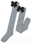 Fashion Light Grey 53-purple Knot Polyester Knit Bow Tall Socks