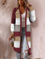 Fashion Brown Cotton Multicolored Striped Knit Cardigan Jacket