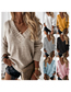 Fashion Light Yellow Solid Color V-neck Knit Top