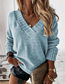 Fashion Light Yellow Solid Color V-neck Knit Top