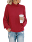 Fashion Claret Chunky Knit Turtleneck Pullover