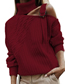 Fashion Black Solid Knit One-shoulder Turtleneck