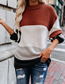 Fashion Brown Acrylic Striped Knit Crewneck Sweater