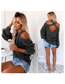 Fashion Army Green Acrylic Knit Halter Off-shoulder Sweater