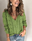 Fashion Grass Green Acrylic Knit Long Sleeve Cutout Sweater