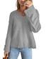 Fashion Light Blue Polyester Button Knit Dropped Shoulder Sweater