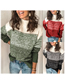 Fashion Green Acrylic Striped Turtleneck Knit Sweater
