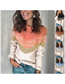 Fashion Pink Polyester Contrast Panel Knit Pullover Crewneck Raglan Sweater