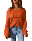 Fashion Orange Polyester Knit One-shoulder Sweater