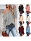 Fashion Claret Solid Color Cutout Pattern Crew Neck Sweater
