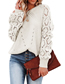 Fashion White Solid Color Cutout Pattern Crew Neck Sweater