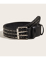 Fashion Rivet Star Perforated Double Pin Buckle (black) Woven Studded Perforated Star Wide Belt
