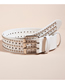 Fashion Rivet Star Perforated Double Pin Buckle (white) Woven Studded Perforated Star Wide Belt