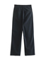 Fashion Black Polyester Micro Pleated Straight Trousers