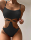 Fashion Grey Solid Color Cutout One Piece Swimsuit
