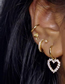 Fashion Gold Alloy Diamond Heart Round Earrings Set