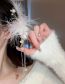 Fashion Ear Hooks - White (pair) Pearl Tassel Feather Ear Cuff