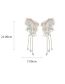 Fashion Ear Hooks - White (pair) Pearl Tassel Feather Ear Cuff