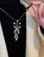 Fashion Necklace - Blue Fox Geometric Diamond Fox Beaded Chain Necklace