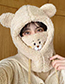 Fashion Mask Bear Cap - White Plush Bear Mask Scarf Integrated Plush Lei Feng Hat