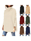 Fashion White Polyester Slit Turtleneck Knitted Sweater